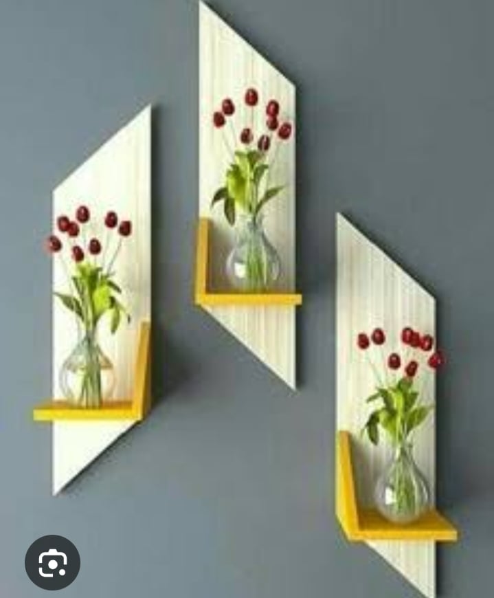 Picture of 1Pcs Wall Hanging Modern Flower Vases.  Wall Decorative Showpiece Holder. Craft Items For Wall, Home Decorative Flower Vase Brown 