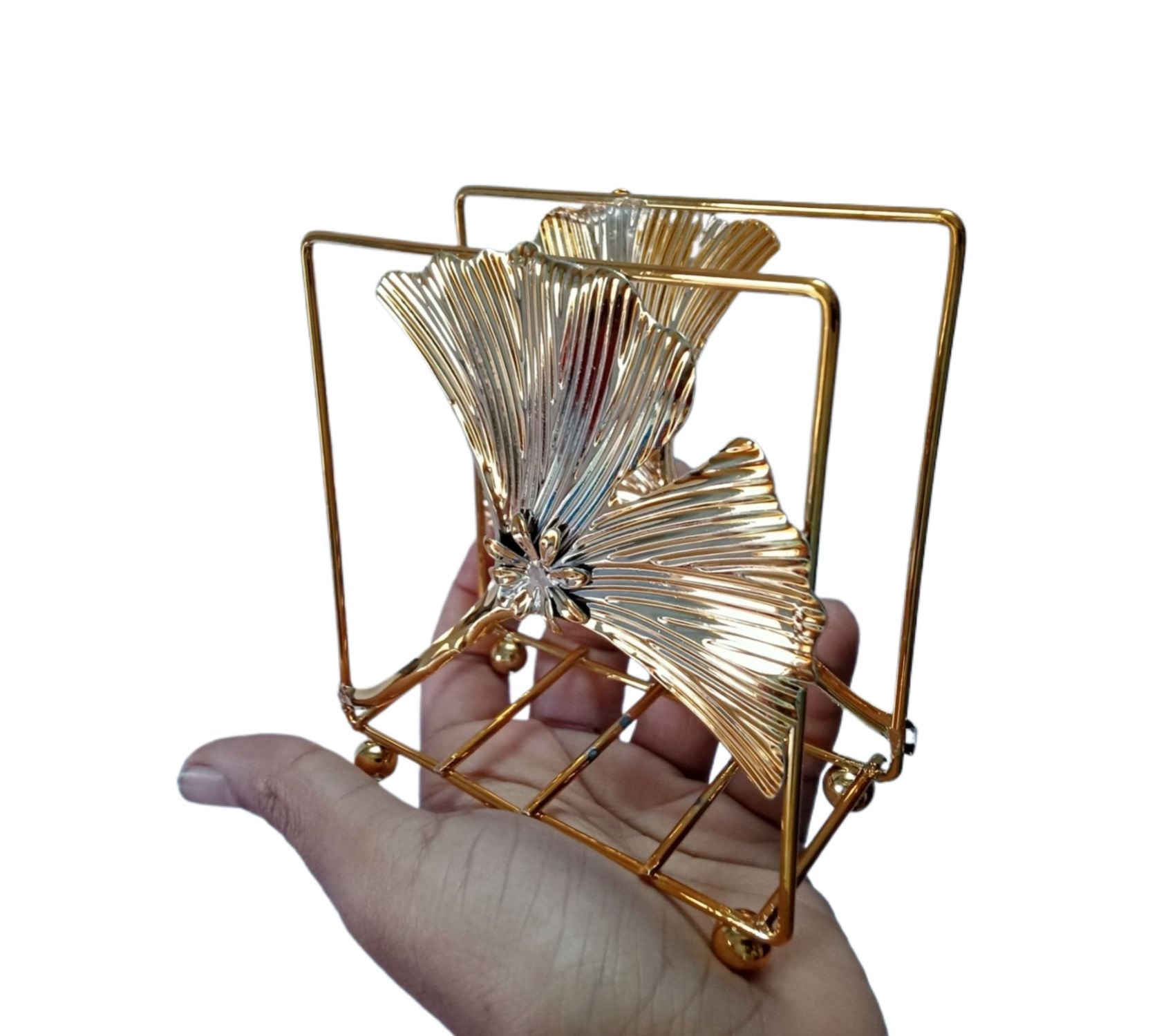 Picture of Creative Gold Metal Tissue Holder Storage Organizer Napkin Holder For Dinner Table Gold 