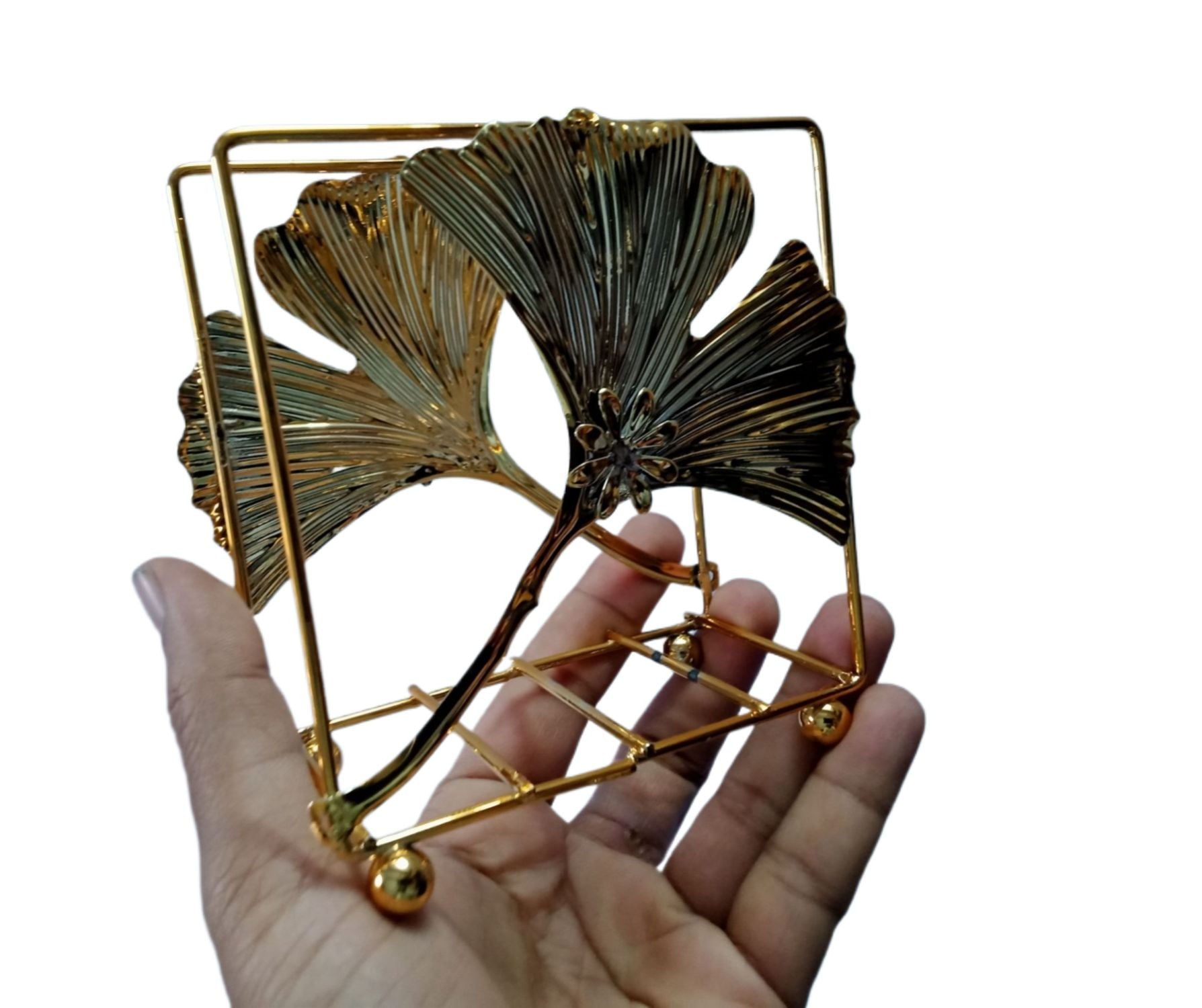 Picture of Creative Gold Metal Tissue Holder Storage Organizer Napkin Holder For Dinner Table Gold 