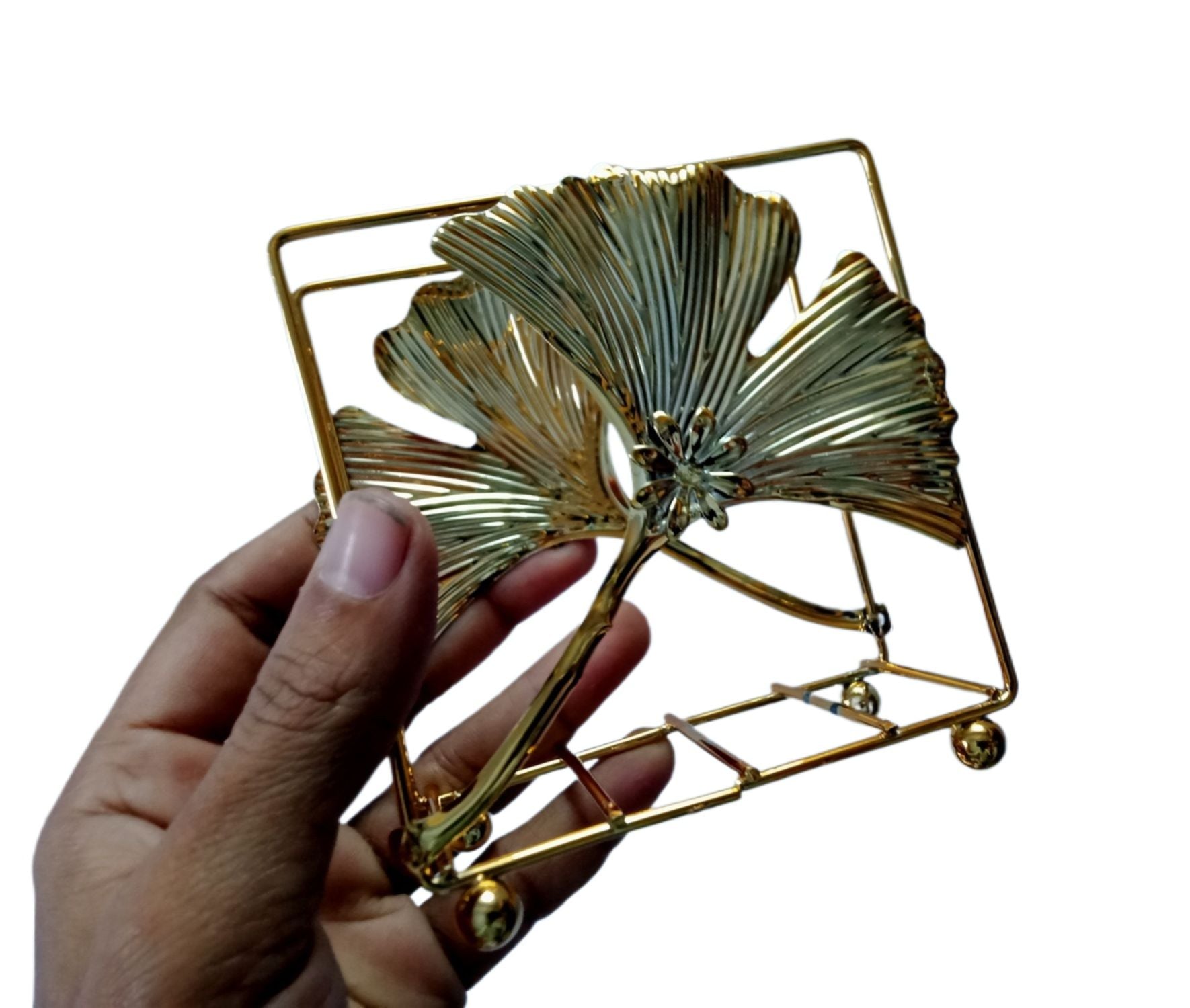 Picture of Creative Gold Metal Tissue Holder Storage Organizer Napkin Holder For Dinner Table Gold 