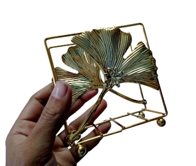 Picture of Creative Gold Metal Tissue Holder Storage Organizer Napkin Holder For Dinner Table Gold 