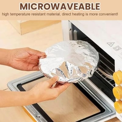 Picture of 5 pcs Aluminum Foil Film Insulation Cover, Aluminum Foil Food Covers for Kitchen, Kitchen Dining Cookware Silver 