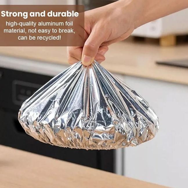 Picture of 5 pcs Aluminum Foil Film Insulation Cover, Aluminum Foil Food Covers for Kitchen, Kitchen Dining Cookware Silver 