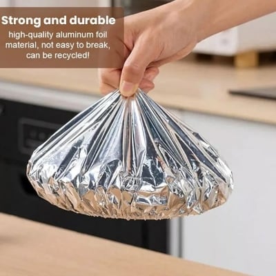 Picture of 5 pcs Aluminum Foil Film Insulation Cover, Aluminum Foil Food Covers for Kitchen, Kitchen Dining Cookware Silver 