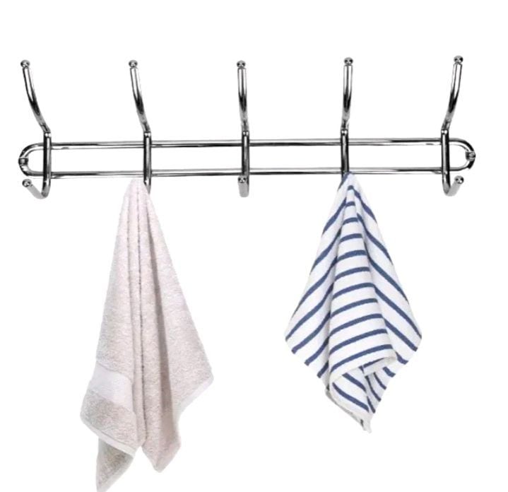 Picture of Metal Cloth Organiser Coat Hanger Wall Hook For Hanging Clothes Umbrellas Jackets Scarfs Bags Keys Coats Dress Towel Silver 