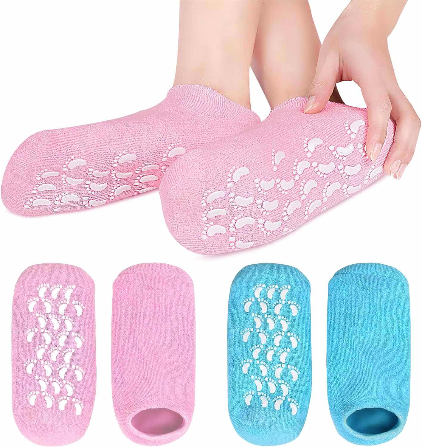 Picture of 1Pair Foot Care Silicone Socks Reusable Spa Gel Socks Gloves Moisturizing Whitening Exfoliating Velvet Smooth Multicolor 