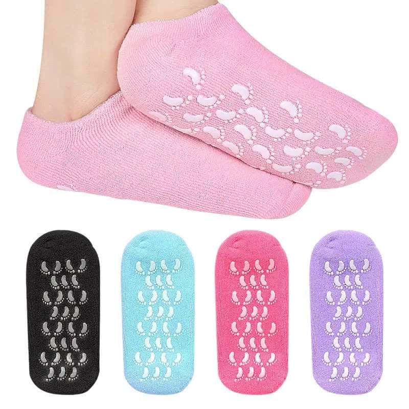 Picture of 1Pair Foot Care Silicone Socks Reusable Spa Gel Socks Gloves Moisturizing Whitening Exfoliating Velvet Smooth Multicolor 