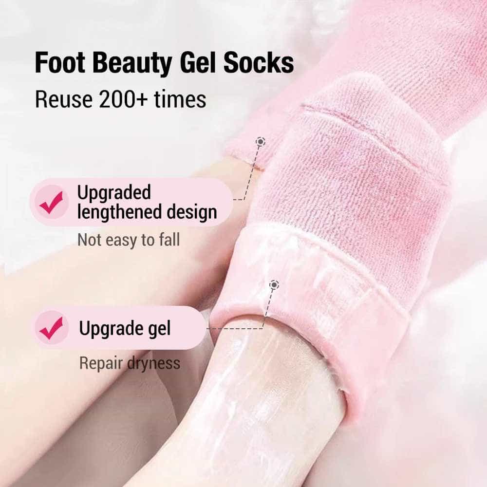 Picture of 1Pair Foot Care Silicone Socks Reusable Spa Gel Socks Gloves Moisturizing Whitening Exfoliating Velvet Smooth Multicolor 