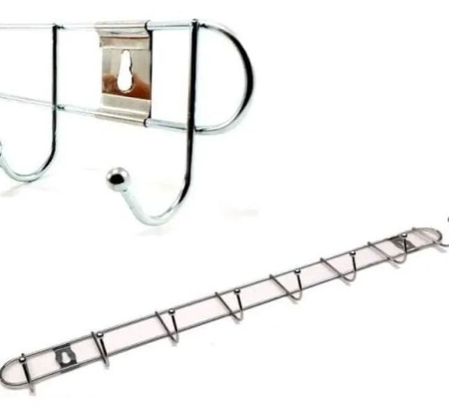 Picture of 6 Pin Hook Stainless Steel Bathroom Cloth Hooks / Hanger / Key Holder / Door Wall Robe Hooks Rail for Hanging Keys, Silver 