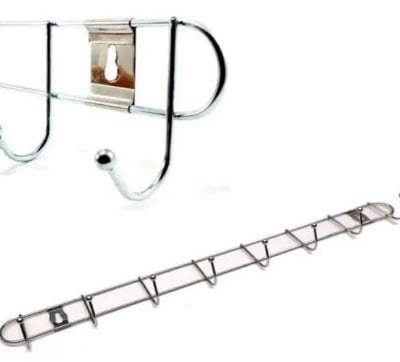 Picture of 6 Pin Hook Stainless Steel Bathroom Cloth Hooks / Hanger / Key Holder / Door Wall Robe Hooks Rail for Hanging Keys, Silver 