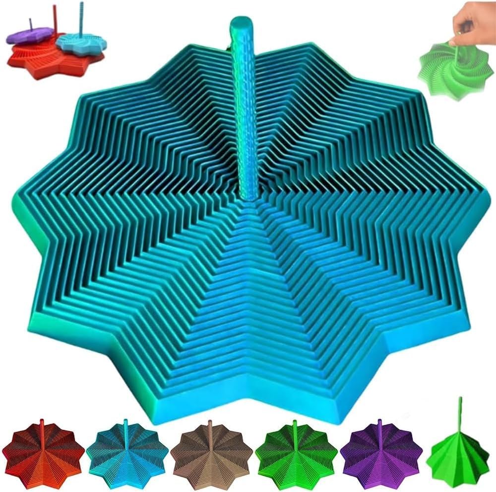 Picture of 3D Expanded Sensory Fidget Star, Expandable Fractal Fidget Hexagon with Handle, Honeycomb Whirling Spiral Design, Stress Relief Sensory Whirling Spiral for Office Multicolor 
