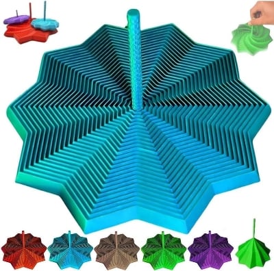 Picture of 3D Expanded Sensory Fidget Star, Expandable Fractal Fidget Hexagon with Handle, Honeycomb Whirling Spiral Design, Stress Relief Sensory Whirling Spiral for Office Multicolor 
