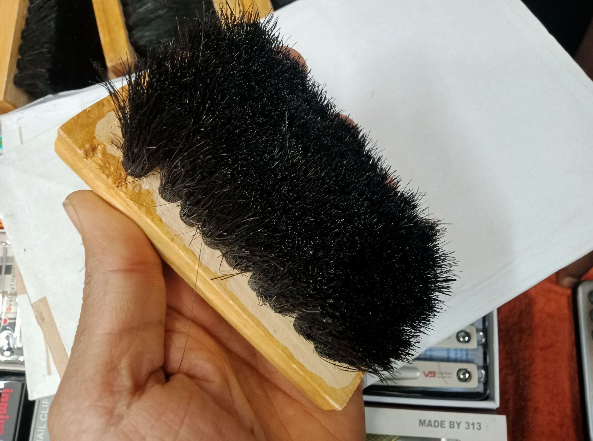 Picture of Shoe brush Wooden boot and shoe brush cleaner boot polish and color Brown 
