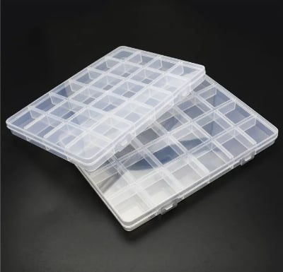 Picture of Jewelry Organizer 24 Grids Case Transparent Jewelry earrings Storage Box Plastic Jewelry Box White 