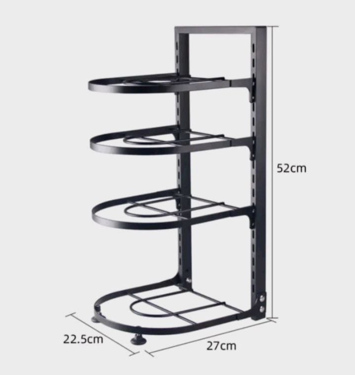 Picture of Kitchen Organization And Storage Pot Rack For Kitchen Organizer Adjustable Pots Shelves Countertop Under Sink Dishes Black 