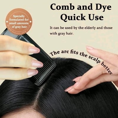 Picture of Portable Hair Dye Stick with Application Brush | Rotating Design, Beard Hair Dye Stick/Brush, Emergency Hair Dyeing, Long-lasting Waterproof and Sweatproof, Stylish Styling Tool Black 