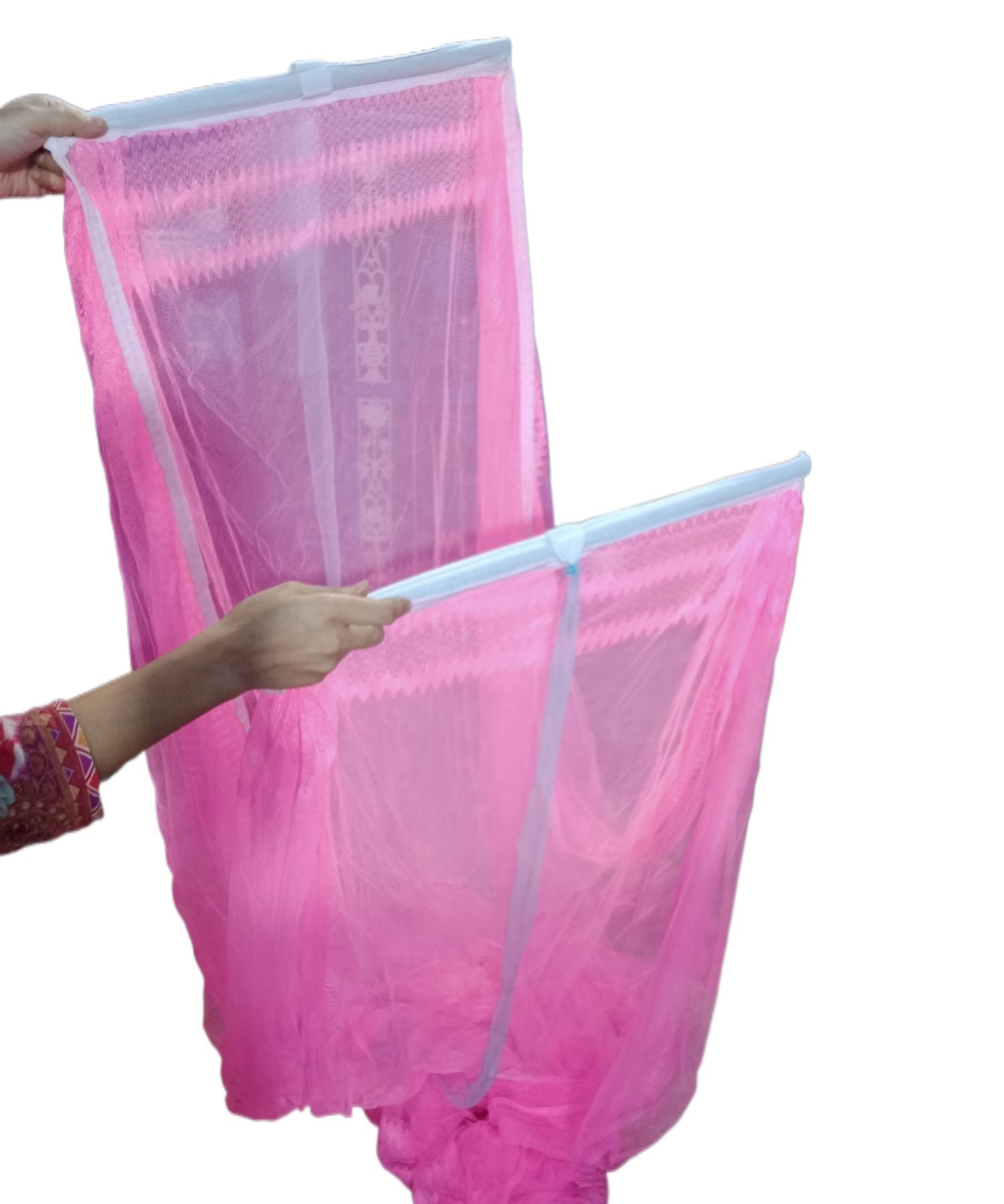 Picture of 1 Man mosquito net Stand Single Bed, Foldable, Washable, Microfabric AC Net Mosari - Mosquito Net (6.7x3.5 Feet) Pink 