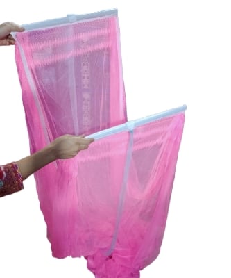 Picture of 1 Man mosquito net Stand Single Bed, Foldable, Washable, Microfabric AC Net Mosari - Mosquito Net (6.7x3.5 Feet) Pink 