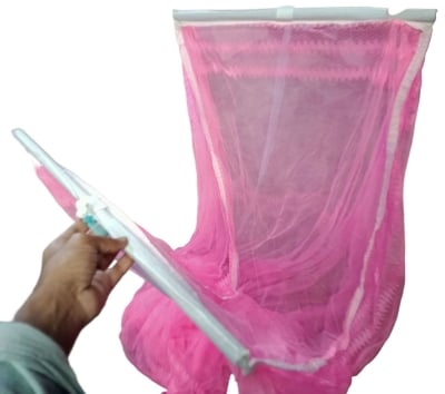 Picture of 1 Man mosquito net Stand Single Bed, Foldable, Washable, Microfabric AC Net Mosari - Mosquito Net (6.7x3.5 Feet) Pink 
