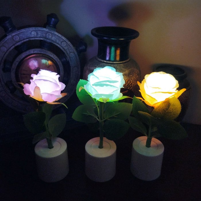 Picture of Rose candle Flower With Vase led Light Multicolor 