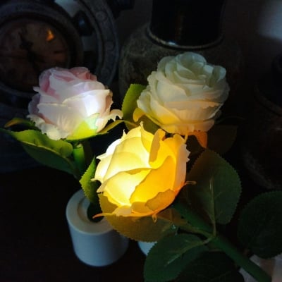 Picture of Rose candle Flower With Vase led Light Multicolor 
