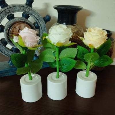 Picture of Rose candle Flower With Vase led Light Multicolor 