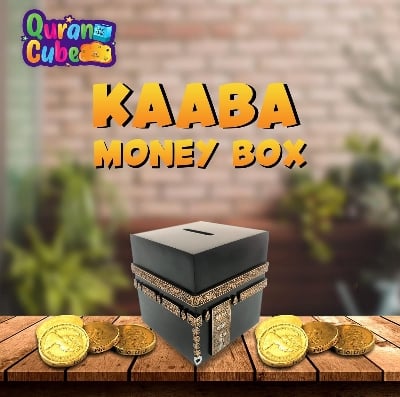 Picture of Kaaba Money Box, Kids Money Bank, Islamic Children Gift, Charity box, handmade Black 