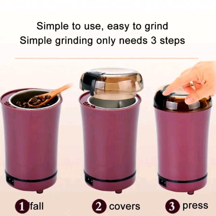 Picture of Mini Electric Coffee Grinder Coffee Grain Beans Spices Nuts Powder Mill Home Kitchen Black 