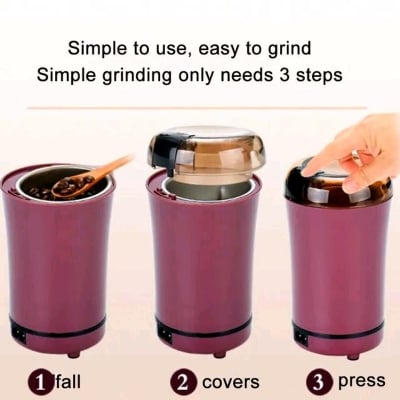 Picture of Mini Electric Coffee Grinder Coffee Grain Beans Spices Nuts Powder Mill Home Kitchen Black 