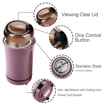 Picture of Mini Electric Coffee Grinder Coffee Grain Beans Spices Nuts Powder Mill Home Kitchen Black 