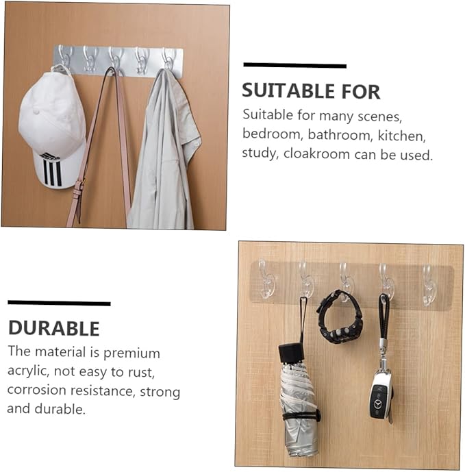 Picture of 1pcs acrylic hook plastic clothes hangers plastic hooks for hanging wall mounted coat rack wall hanger hooks rack wall coat hanger Multicolor 