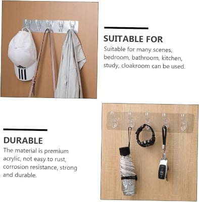 Picture of 1pcs acrylic hook plastic clothes hangers plastic hooks for hanging wall mounted coat rack wall hanger hooks rack wall coat hanger Multicolor 