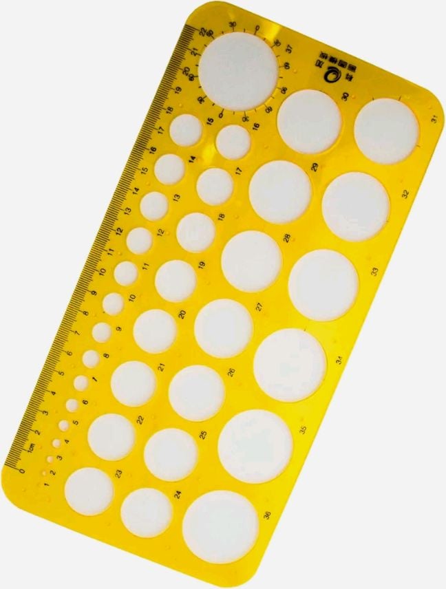 Picture of Plastic Metric Small - Medium Circles 1-31mm Diameter Drawing Shapes Template Stencil - 22cm Yellow 