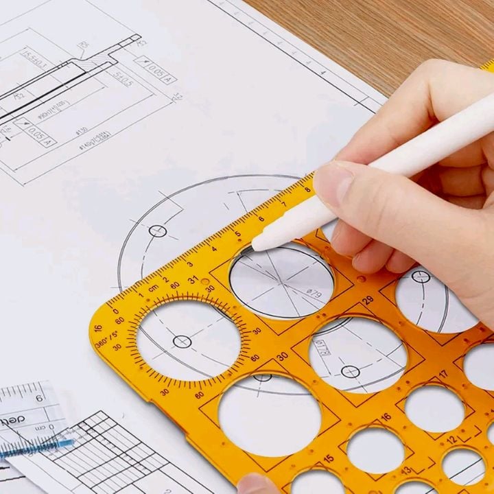 Picture of Plastic Metric Small - Medium Circles 1-31mm Diameter Drawing Shapes Template Stencil - 22cm Yellow 