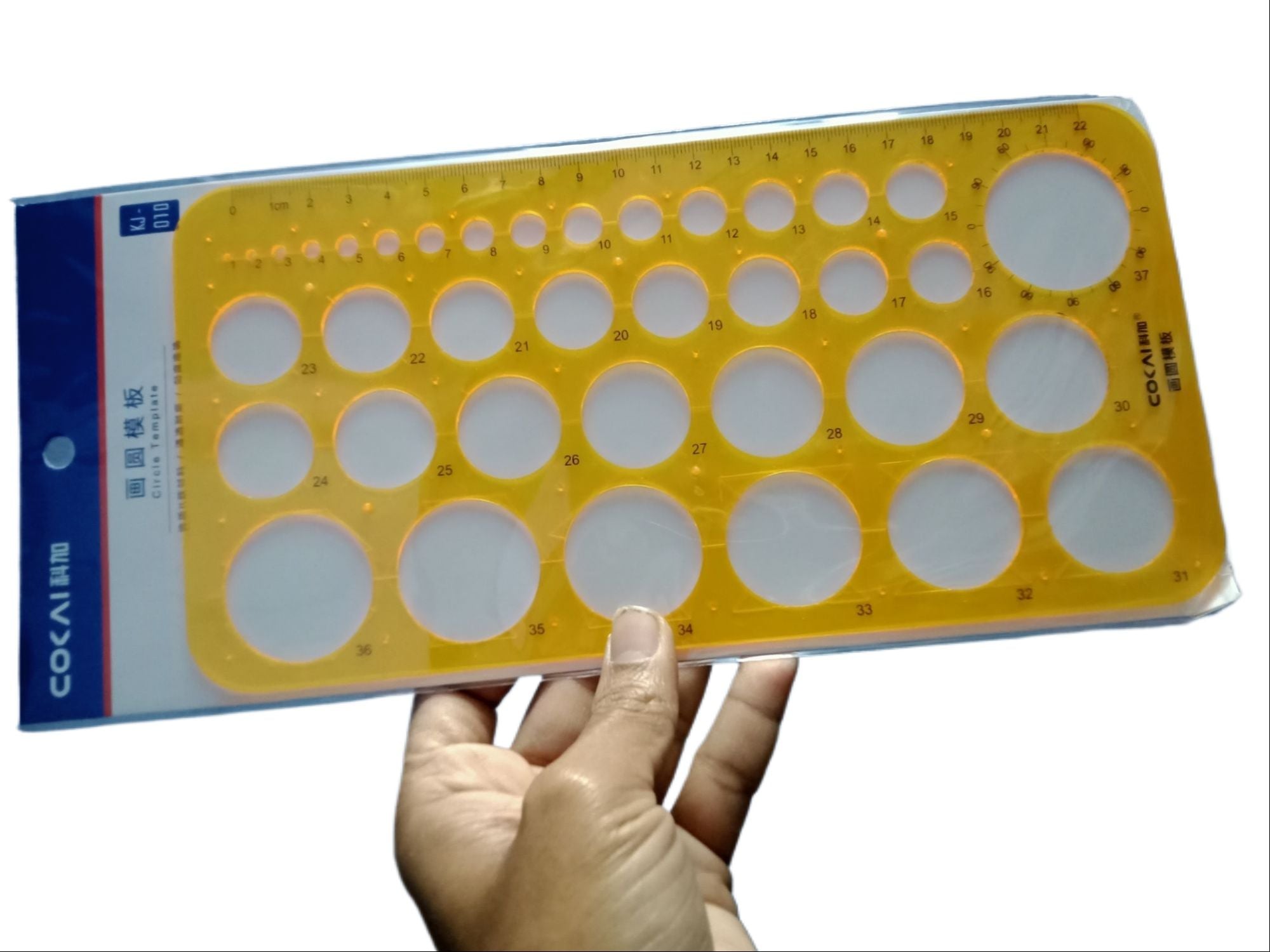 Picture of Plastic Metric Small - Medium Circles 1-31mm Diameter Drawing Shapes Template Stencil - 22cm Yellow 