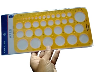 Picture of Plastic Metric Small - Medium Circles 1-31mm Diameter Drawing Shapes Template Stencil - 22cm Yellow 