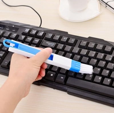 Picture of Multipurpose Nook Cranny Cleaning Brush Window and Keyboard Cleaning Brush with Dust Bucket White 