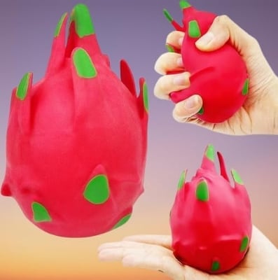Picture of 2 Pcs Dragon Fruit Squishy Stress Ball Squeeze Fidget Toy for Kids & Adults | Sensory Stretch Ball for Anxiety Relief, Autism, ADHD & Focus | Soft, Durable Fruit Stress Toy Red 