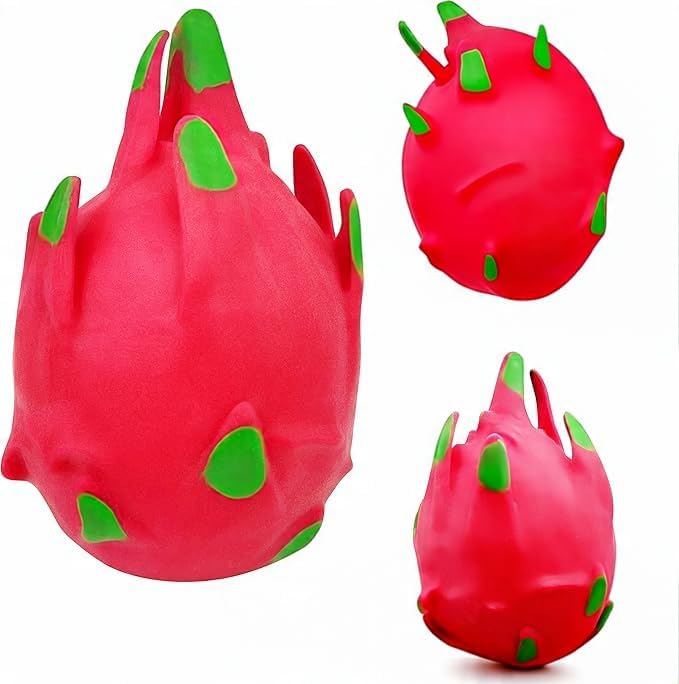 Picture of 2 Pcs Dragon Fruit Squishy Stress Ball Squeeze Fidget Toy for Kids & Adults | Sensory Stretch Ball for Anxiety Relief, Autism, ADHD & Focus | Soft, Durable Fruit Stress Toy Red 
