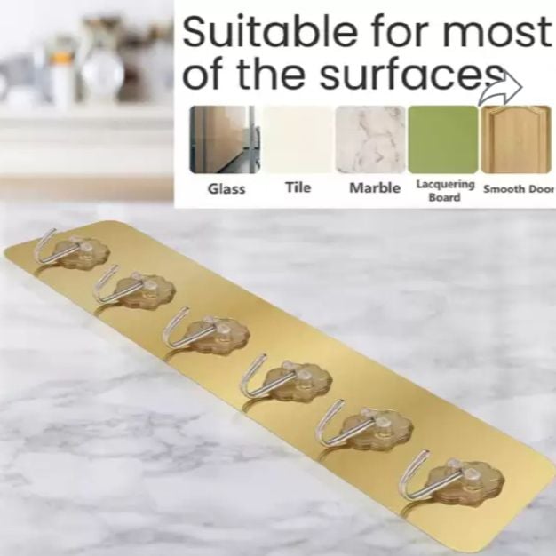 Picture of Self Adhesive Hooks for Wall Heavy Duty - 10kg Load Capacity Waterproof Transparent Wall Hooks for Hanging - No Drilling Nail Gold 