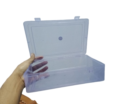 Picture of Square Plastic Clear Transparent With Lid Storage Box Collection Container Case  