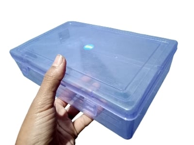 Picture of Square Plastic Clear Transparent With Lid Storage Box Collection Container Case  