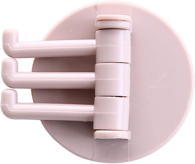 Picture of 3 pcs Rotating Seamless Adhesive Hook Bearing Punch-free Storage Wall Hanger Bathroom Kitchen Invisible Bracket Holder Multicolor 