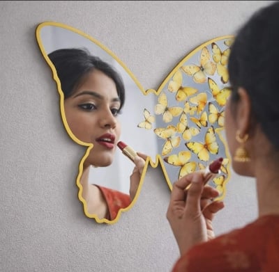 Picture of Butterfly Mirror Glass Stickers for Wall, Butterfly Mirror, Butterfly Mirror Stickers for Wall, Mirror Butterfly Wall Sticker, Bathroom Mirror, Decorative Wall Mirror Vanity Mirror for Living Room,Nursery  