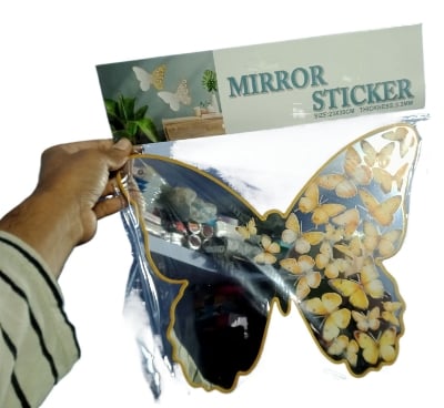Picture of Butterfly Mirror Glass Stickers for Wall, Butterfly Mirror, Butterfly Mirror Stickers for Wall, Mirror Butterfly Wall Sticker, Bathroom Mirror, Decorative Wall Mirror Vanity Mirror for Living Room,Nursery  