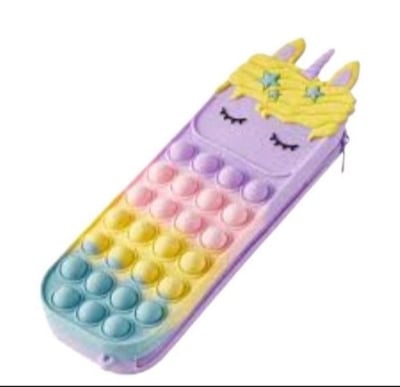 Picture of Pop toy Pencil Box/Pencil Case Pop It Toy, Pop It Organizer Kit Kids Pop toys rectangle Pencil Case Large Capacity Bubble cartoon unicorn Pencil Box Stationery Storage Bag Silicone Pen Pouch Multicolor 