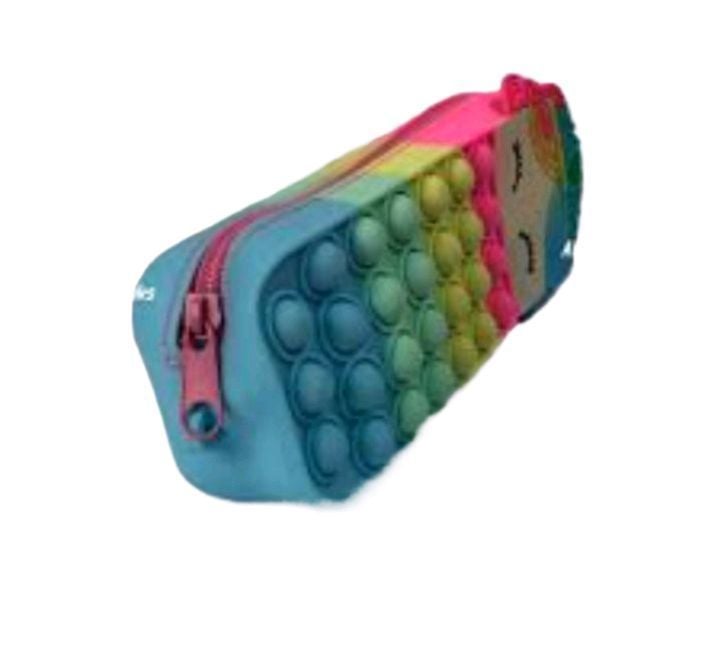 Picture of Pop toy Pencil Box/Pencil Case Pop It Toy, Pop It Organizer Kit Kids Pop toys rectangle Pencil Case Large Capacity Bubble cartoon unicorn Pencil Box Stationery Storage Bag Silicone Pen Pouch Multicolor 