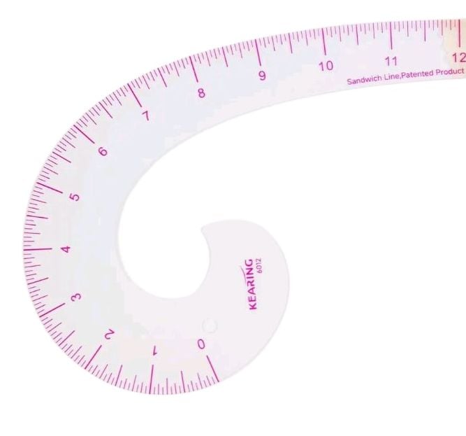 Picture of Plastic Comma Shape French Curve Ruler for Pattern Making, Sandwich Line Scale, Vary Form Curve Ruler for Sewing, Clear Muti Function Sewing Ruler for Fashion Design Red 