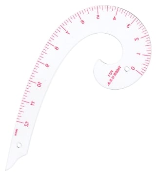 Picture of Plastic Comma Shape French Curve Ruler for Pattern Making, Sandwich Line Scale, Vary Form Curve Ruler for Sewing, Clear Muti Function Sewing Ruler for Fashion Design Red 
