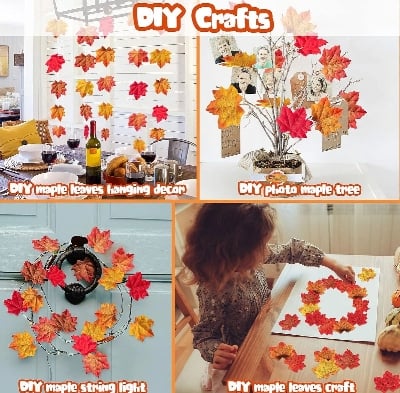 Picture of 30 Pcs/lot Artificial Silk Leaves Vivid Leaf for Photography Photo Studio Background DIY Craft Decoration Orange 